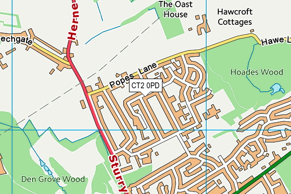 CT2 0PD map - OS VectorMap District (Ordnance Survey)