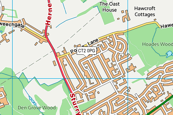 CT2 0PG map - OS VectorMap District (Ordnance Survey)