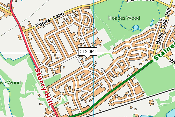 CT2 0PJ map - OS VectorMap District (Ordnance Survey)