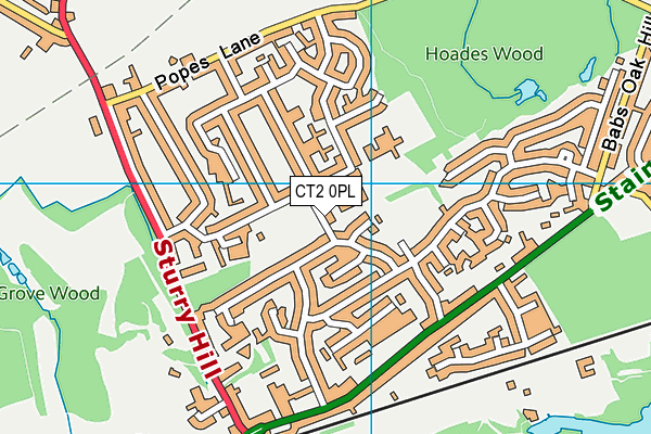 CT2 0PL map - OS VectorMap District (Ordnance Survey)