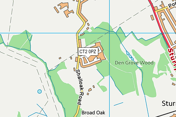 CT2 0PZ map - OS VectorMap District (Ordnance Survey)