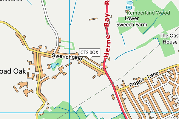 CT2 0QX map - OS VectorMap District (Ordnance Survey)