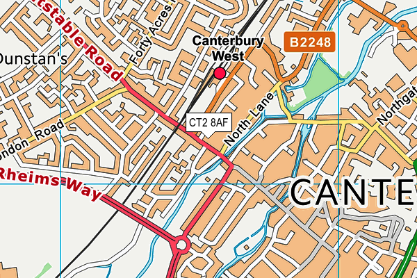 CT2 8AF map - OS VectorMap District (Ordnance Survey)