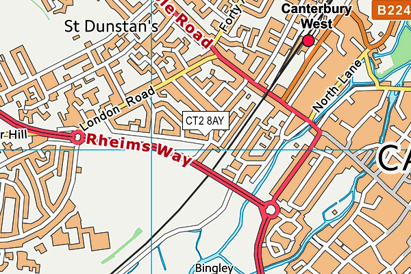 CT2 8AY map - OS VectorMap District (Ordnance Survey)