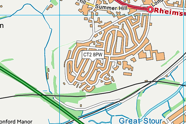 CT2 8PW map - OS VectorMap District (Ordnance Survey)