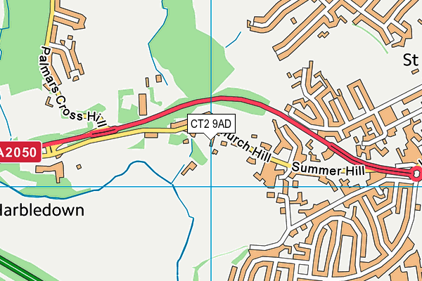 CT2 9AD map - OS VectorMap District (Ordnance Survey)