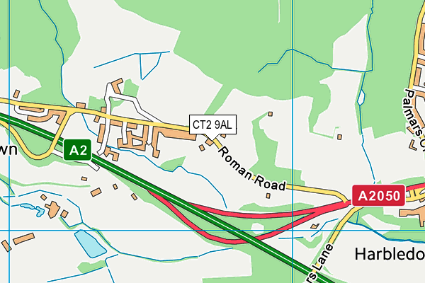 CT2 9AL map - OS VectorMap District (Ordnance Survey)