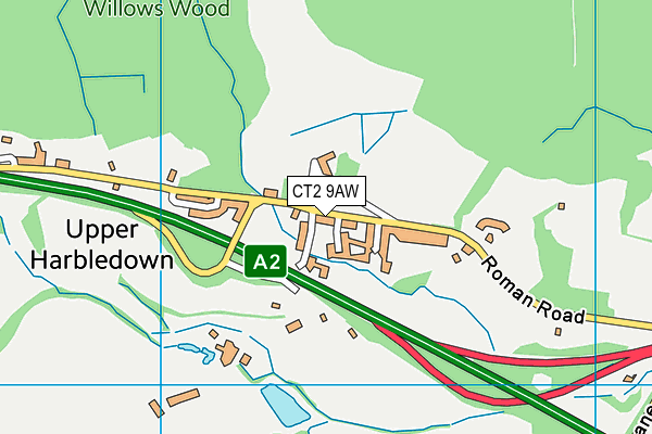 CT2 9AW map - OS VectorMap District (Ordnance Survey)