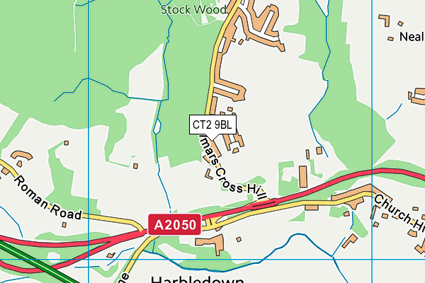 CT2 9BL map - OS VectorMap District (Ordnance Survey)