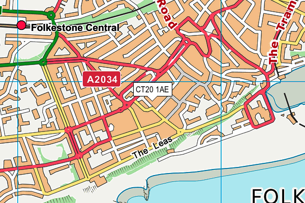 CT20 1AE map - OS VectorMap District (Ordnance Survey)