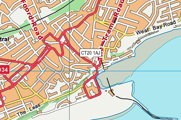 CT20 1AJ map - OS VectorMap District (Ordnance Survey)