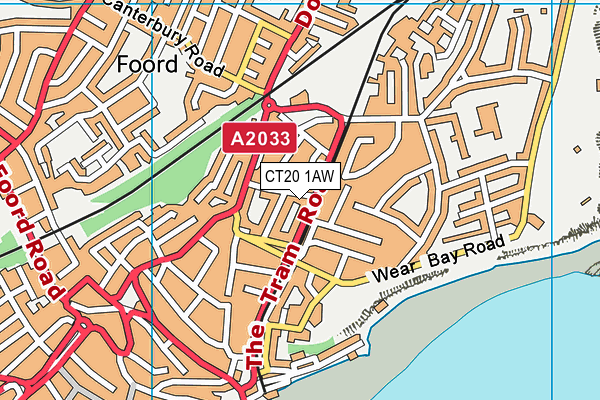 CT20 1AW map - OS VectorMap District (Ordnance Survey)