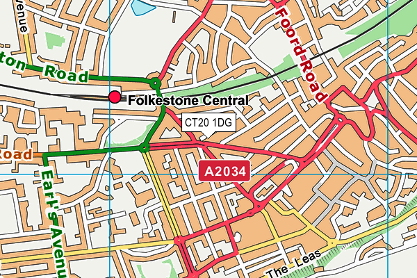 CT20 1DG map - OS VectorMap District (Ordnance Survey)