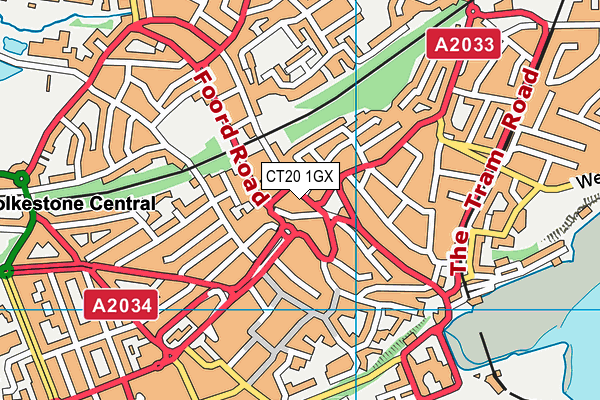 CT20 1GX map - OS VectorMap District (Ordnance Survey)