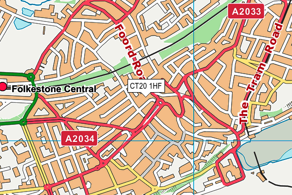 CT20 1HF map - OS VectorMap District (Ordnance Survey)