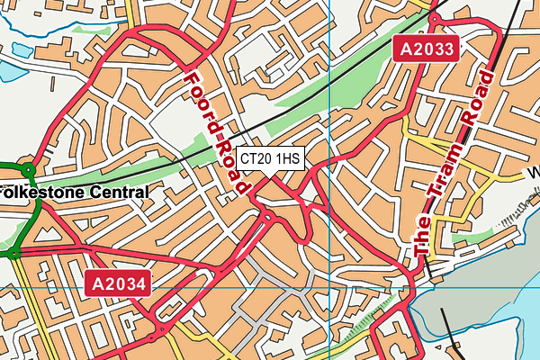 CT20 1HS map - OS VectorMap District (Ordnance Survey)