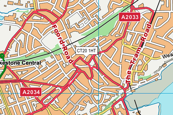 CT20 1HT map - OS VectorMap District (Ordnance Survey)