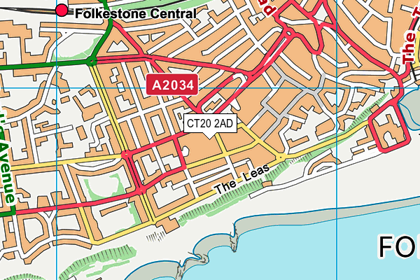 CT20 2AD map - OS VectorMap District (Ordnance Survey)