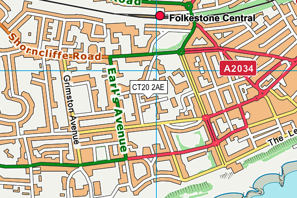 CT20 2AE map - OS VectorMap District (Ordnance Survey)