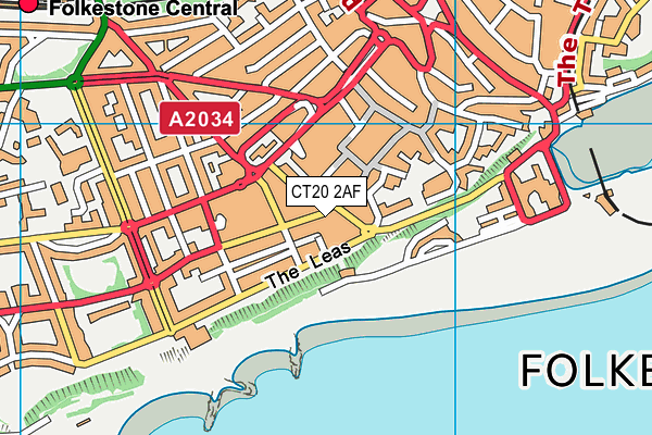 CT20 2AF map - OS VectorMap District (Ordnance Survey)