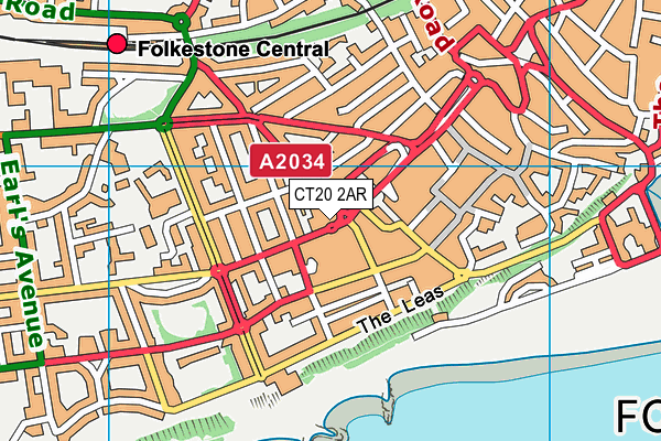 CT20 2AR map - OS VectorMap District (Ordnance Survey)