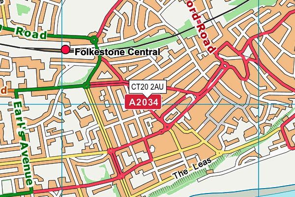 CT20 2AU map - OS VectorMap District (Ordnance Survey)