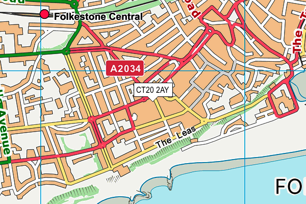 CT20 2AY map - OS VectorMap District (Ordnance Survey)