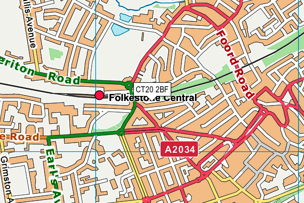 CT20 2BF map - OS VectorMap District (Ordnance Survey)