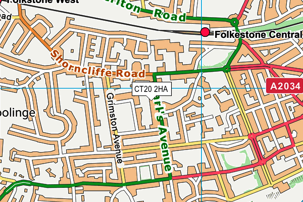 CT20 2HA map - OS VectorMap District (Ordnance Survey)