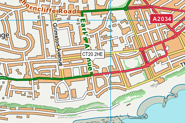 CT20 2HE map - OS VectorMap District (Ordnance Survey)