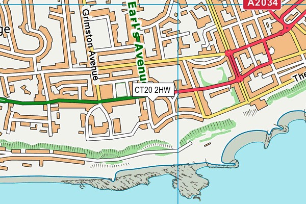 CT20 2HW map - OS VectorMap District (Ordnance Survey)