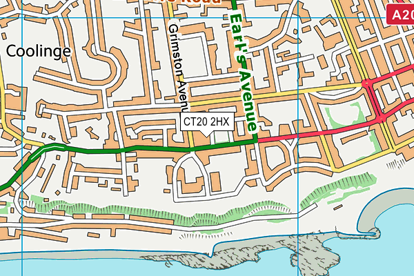 CT20 2HX map - OS VectorMap District (Ordnance Survey)