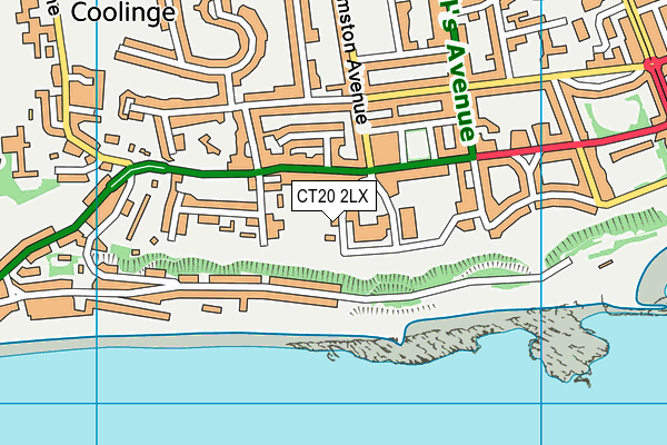 CT20 2LX map - OS VectorMap District (Ordnance Survey)