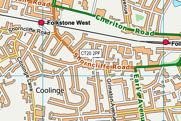 CT20 2PF map - OS VectorMap District (Ordnance Survey)