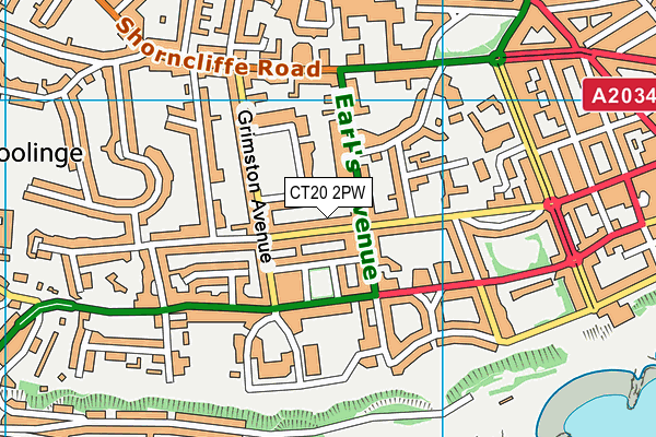 CT20 2PW map - OS VectorMap District (Ordnance Survey)