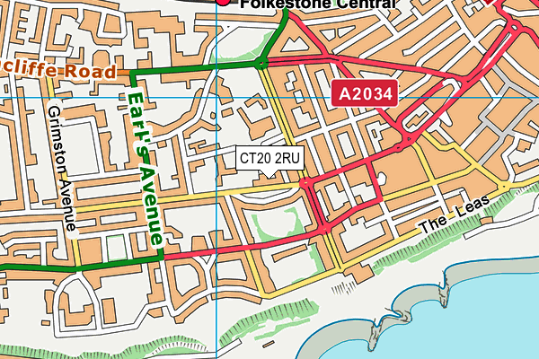 CT20 2RU map - OS VectorMap District (Ordnance Survey)