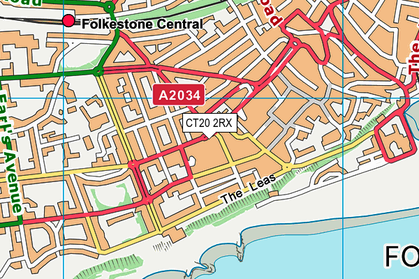 CT20 2RX map - OS VectorMap District (Ordnance Survey)