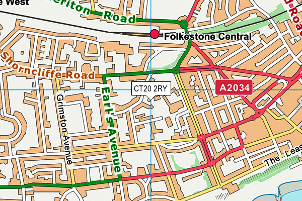 CT20 2RY map - OS VectorMap District (Ordnance Survey)