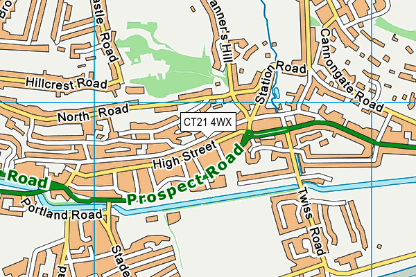 CT21 4WX map - OS VectorMap District (Ordnance Survey)