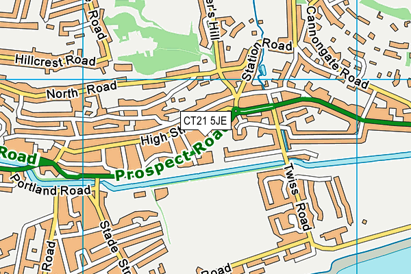 CT21 5JE map - OS VectorMap District (Ordnance Survey)