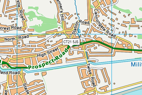 CT21 5JS map - OS VectorMap District (Ordnance Survey)