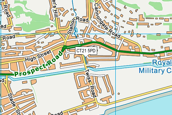 CT21 5PD map - OS VectorMap District (Ordnance Survey)