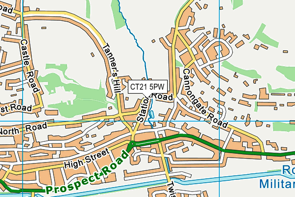 CT21 5PW map - OS VectorMap District (Ordnance Survey)