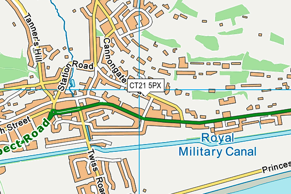 CT21 5PX map - OS VectorMap District (Ordnance Survey)