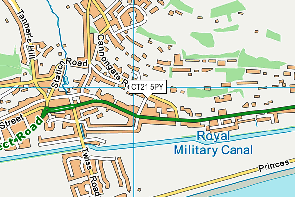 CT21 5PY map - OS VectorMap District (Ordnance Survey)