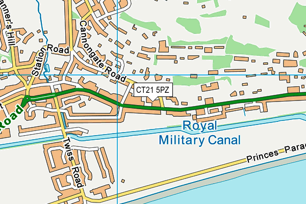 CT21 5PZ map - OS VectorMap District (Ordnance Survey)