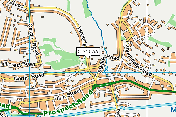 CT21 5WA map - OS VectorMap District (Ordnance Survey)