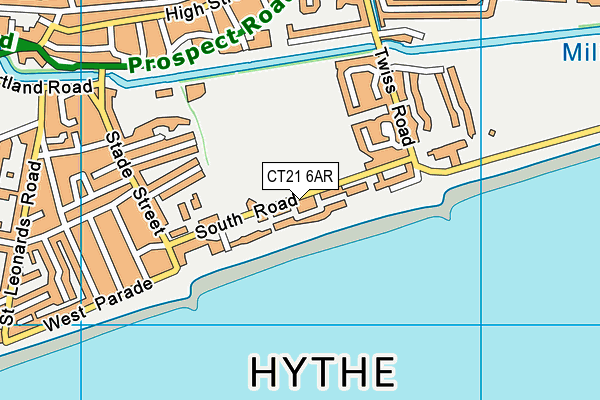 Hythe Swimming Pool map (CT21 6AR) - OS VectorMap District (Ordnance Survey)