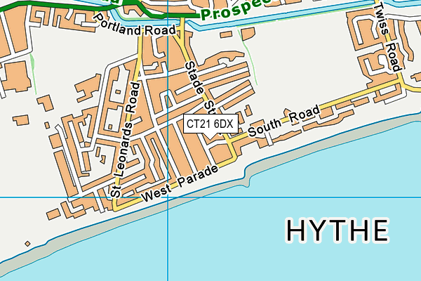 CT21 6DX map - OS VectorMap District (Ordnance Survey)