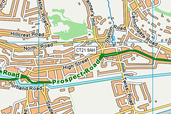CT21 9AH map - OS VectorMap District (Ordnance Survey)